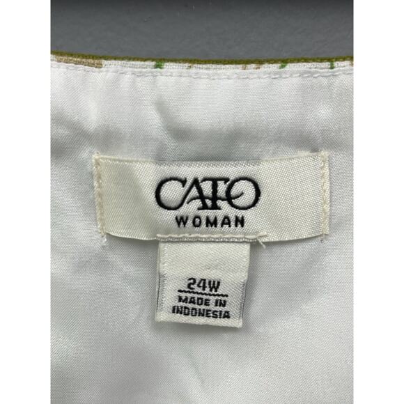 Cato Skirt Womens Plus‎ size 24W Green Tan Floral Linen blend straight Lined - Picture 3 of 7